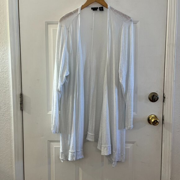Tahari Woman's Plus-Size White 100% Linen Open-Front Cardigan Sweater Sz 2x - Picture 1 of 8